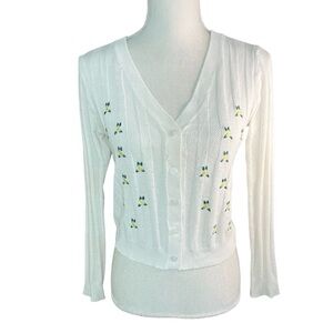 Love & Harmony White Embroidered Daisy Cardigan coquette Y2K cottagecore
